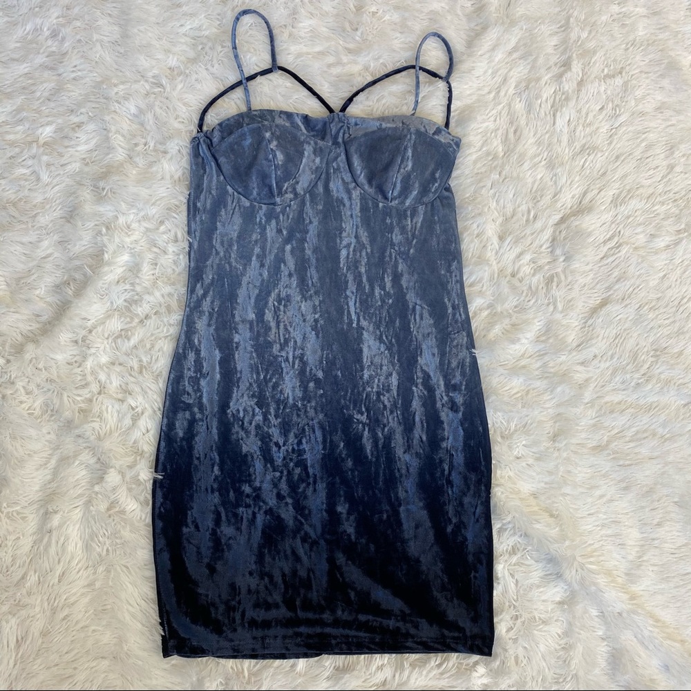 💖Charlotte Russe Blue Ombré Crushed Velvet Dress